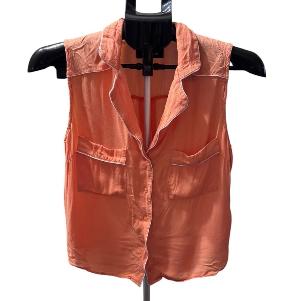 Luxe 2 pc orange with white trim pj set med p 39